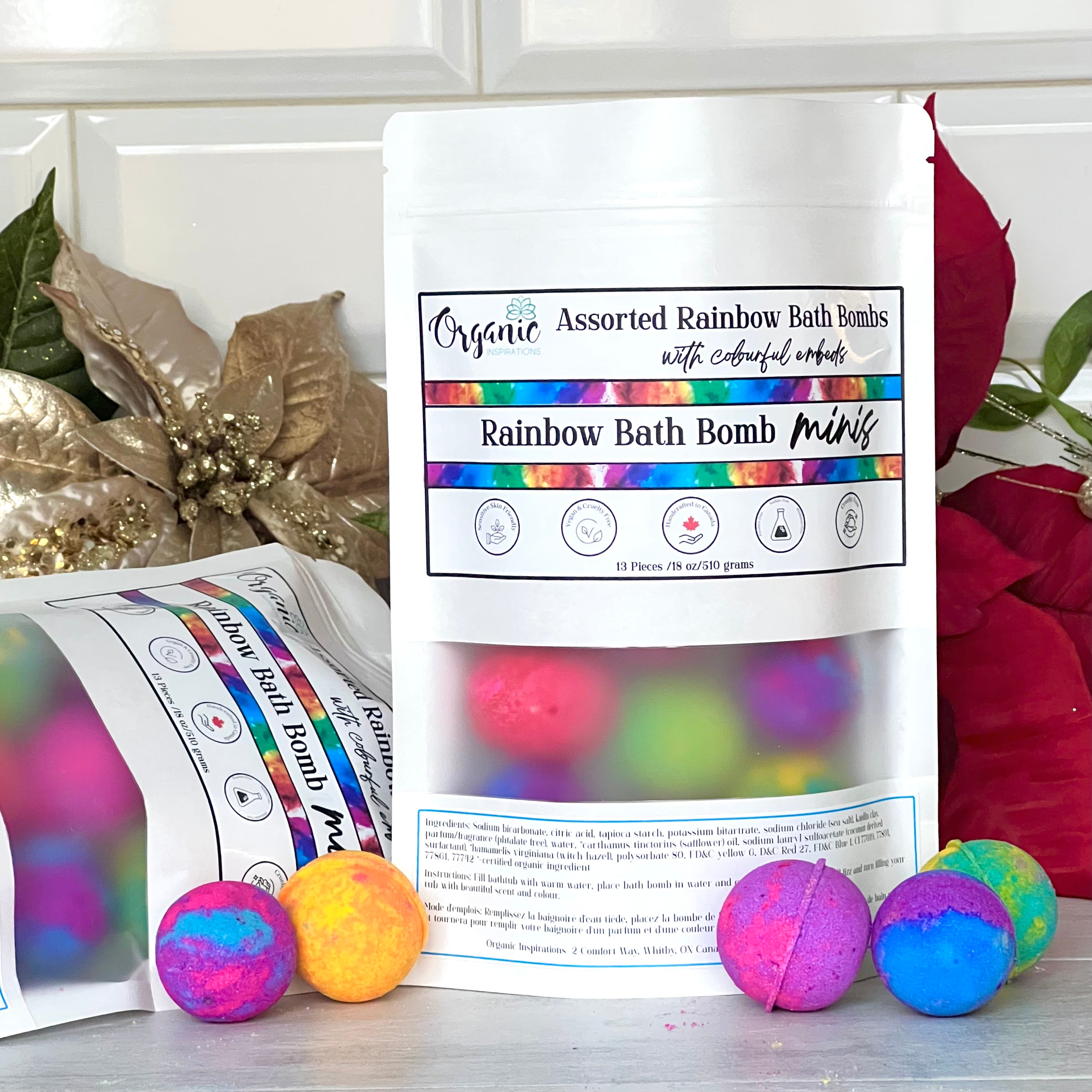 Rainbow Bath Bomb Minis Organic inspirations 